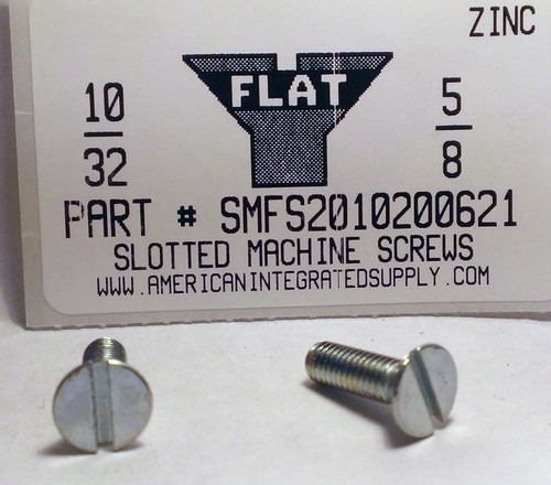 #10-32X5/8 FLAT HEAD SLOTTED MACHINE SCREW STEEL ZINC PLATED