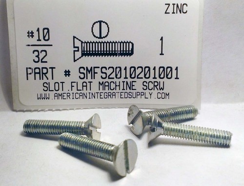 #10-32X1 FLAT HEAD SLOTTED MACHINE SCREW STEEL ZINC PLATED
