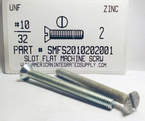 #10-32X2 FLAT HEAD SLOTTED MACHINE SCREW STEEL ZINC PLATED