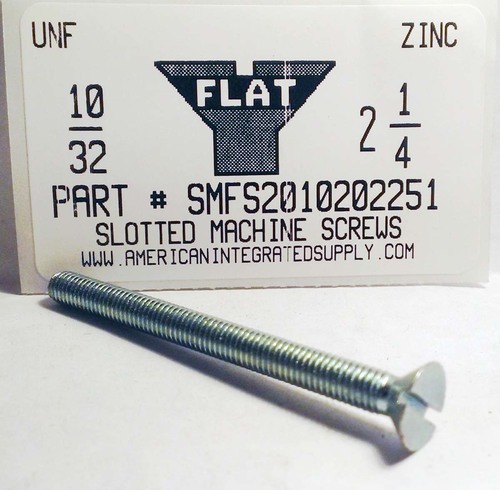 #10-32X2-1/4 FLAT HEAD SLOTTED MACHINE SCREW STEEL ZINC PLATED