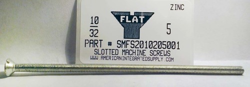 #10-32X5 FLAT HEAD SLOTTED MACHINE SCREW STEEL ZINC PLATED