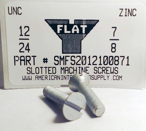 #12-24X7/8 FLAT HEAD SLOTTED MACHINE SCREW STEEL ZINC PLATED