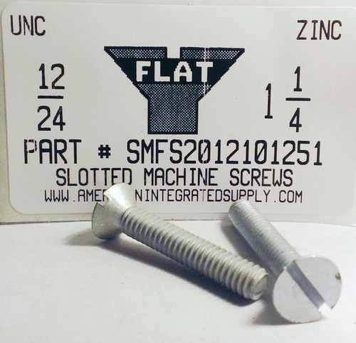 #12-24X1-1/4 FLAT HEAD SLOTTED MACHINE SCREW STEEL ZINC PLATED