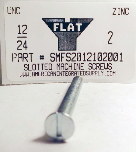 #12-24X2 FLAT HEAD SLOTTED MACHINE SCREW STEEL ZINC PLATED