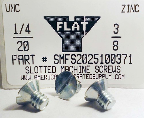 1/4-20X3/8 FLAT HEAD SLOTTED MACHINE SCREW STEEL ZINC PLATED