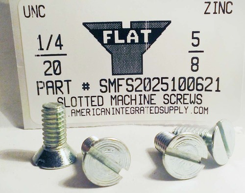 1/4-20X5/8 FLAT HEAD SLOTTED MACHINE SCREW STEEL ZINC PLATED