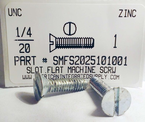 1/4-20X1 FLAT HEAD SLOTTED MACHINE SCREW STEEL ZINC PLATED