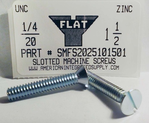 1/4-20X1-1/2 FLAT HEAD SLOTTED MACHINE SCREW STEEL ZINC PLATED