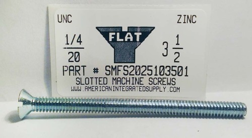 1/4-20X3-1/2 FLAT HEAD SLOTTED MACHINE SCREW STEEL ZINC PLATED
