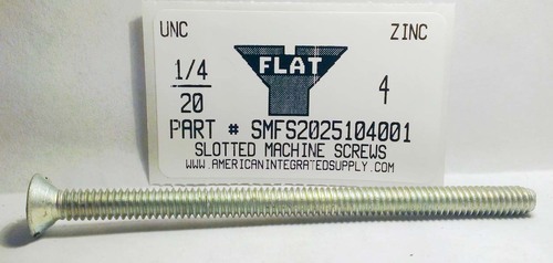 1/4-20X4 FLAT HEAD SLOTTED MACHINE SCREW STEEL ZINC PLATED