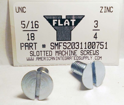 5/16-18X3/4 FLAT HEAD SLOTTED MACHINE SCREW STEEL ZINC PLATED