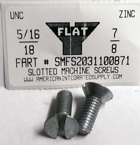 5/16-18X7/8 FLAT HEAD SLOTTED MACHINE SCREW STEEL ZINC PLATED