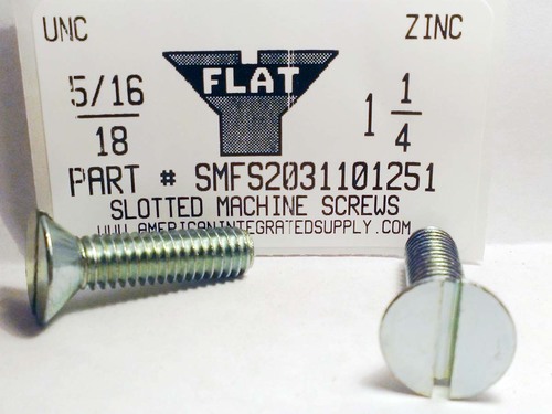 5/16-18X1-1/4 FLAT HEAD SLOTTED MACHINE SCREW STEEL ZINC PLATED