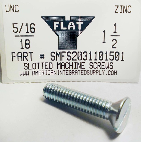 5/16-18X1-1/2 FLAT HEAD SLOTTED MACHINE SCREW STEEL ZINC PLATED