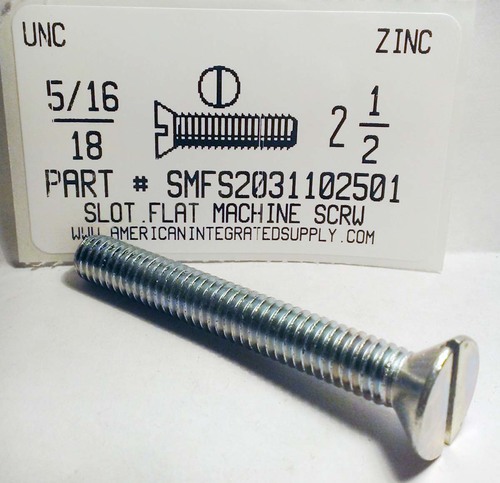 5/16-18X2-1/2 FLAT HEAD SLOTTED MACHINE SCREW STEEL ZINC PLATED