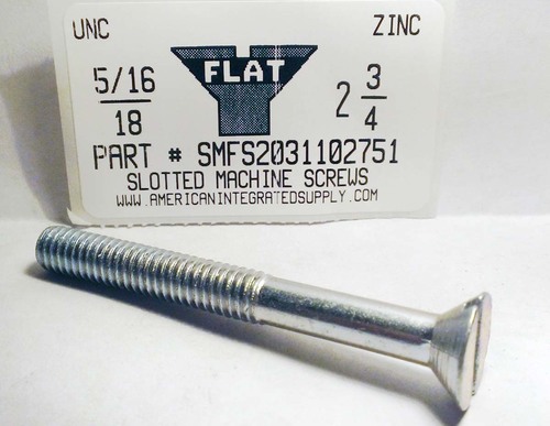 5/16-18X2-3/4 FLAT HEAD SLOTTED MACHINE SCREW STEEL ZINC PLATED