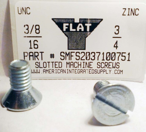 3/8-16X3/4 FLAT HEAD SLOTTED MACHINE SCREW STEEL ZINC PLATED