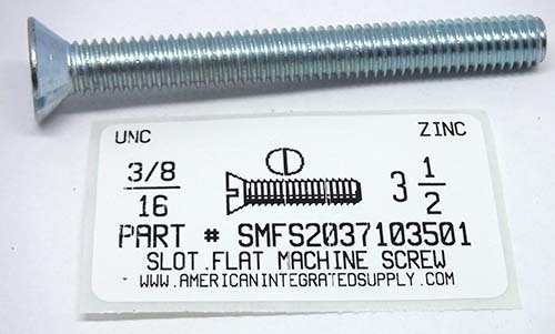 3/8-16X3-1/2 FLAT HEAD SLOTTED MACHINE SCREW STEEL ZINC PLATED