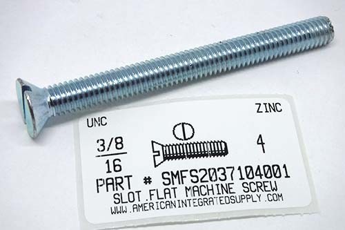3/8-16X4 FLAT HEAD SLOTTED MACHINE SCREW STEEL ZINC PLATED