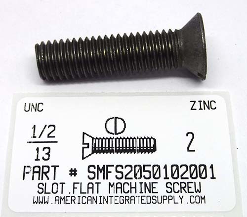 1/2-13X2 FLAT HEAD SLOTTED MACHINE SCREW STEEL ZINC PLATED