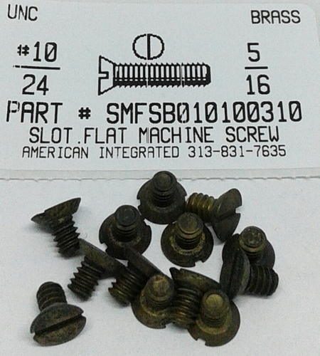 #10-24X5/16 FLAT HEAD SLOTTED MACHINE SCREW BRASS (DISCONTINUED)