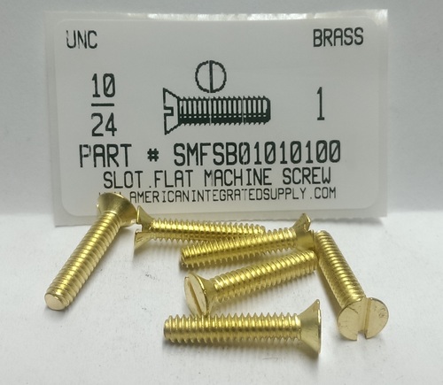 #10-24X1 FLAT HEAD SLOTTED MACHINE SCREW BRASS