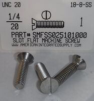 1/4-20X1 FLAT HEAD SLOTTED MACHINE SCREW 18-8 STAINLESS STEEL