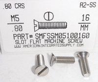 M5-.80X16MM FLAT HEAD SLOTTED MACHINE SCREW A2 STAINLESS STEEL D963
