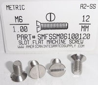 M6-1.00X12MM FLAT HEAD SLOTTED MACHINE SCREW A2 STAINLESS STEEL D963