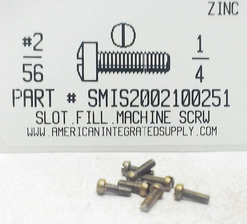 #2-56X1/4 FILLISTER HEAD SLOTTED MACHINE SCREW STEEL ZINC PLATED