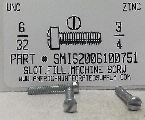 #6-32X3/4 FILLISTER HEAD SLOTTED MACHINE SCREW STEEL ZINC PLATED
