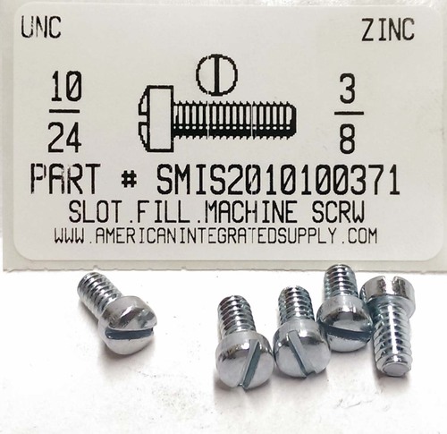 #10-24X3/8 FILLISTER HEAD SLOTTED MACHINE SCREW STEEL ZINC PLATED
