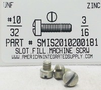 #10-32X3/16 FILLISTER HEAD SLOTTED MACHINE SCREW STEEL ZINC PLATED (DISCONTINUED)