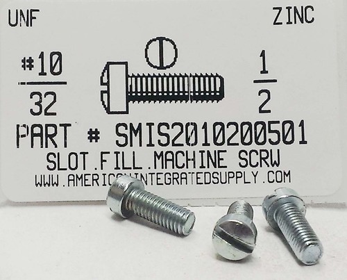 #10-32X1/2 FILLISTER HEAD SLOTTED MACHINE SCREW STEEL ZINC PLATED (DISCONTINUED)