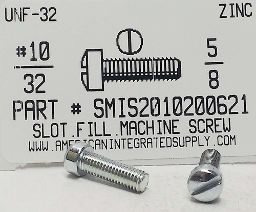 #10-32X5/8 FILLISTER HEAD SLOTTED MACHINE SCREW STEEL ZINC PLATED