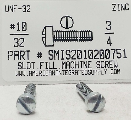 #10-32X3/4 FILLISTER HEAD SLOTTED MACHINE SCREW STEEL ZINC PLATED
