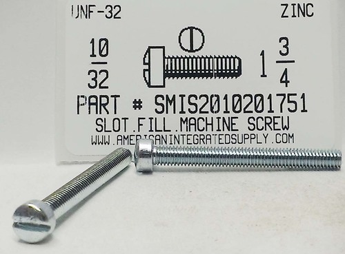 #10-32X1-3/4 FILLISTER HEAD SLOTTED MACHINE SCREW STEEL ZINC PLATED