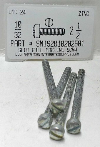 #10-32X2-1/2 FILLISTER HEAD SLOTTED MACHINE SCREW STEEL ZINC PLATED