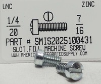 SMIS2025100431 1/4-20X7/16 FILLISTER HEAD SLOTTED MACHINE SCREWS STEEL ZINC PLATED