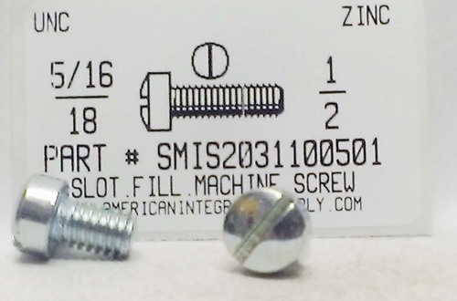 5/16-18X1/2 FILLISTER HEAD SLOTTED MACHINE SCREW STEEL ZINC PLATED