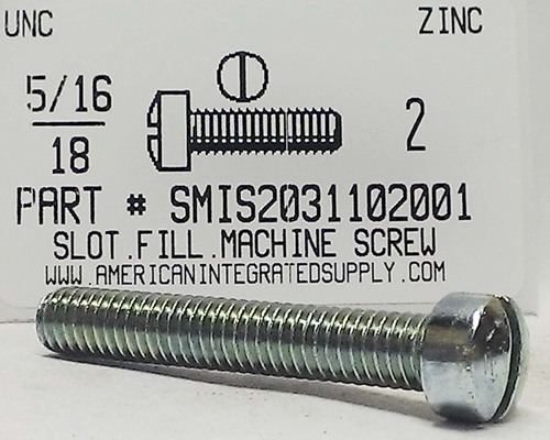 5/16-18X2 FILLISTER HEAD SLOTTED MACHINE SCREW STEEL ZINC PLATED