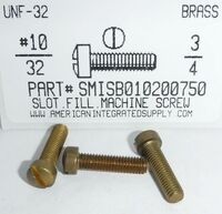 #10-32X3/4 FILLISTER HEAD SLOTTED MACHINE SCREW BRASS