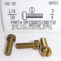 1/4-20X3/4 FILLISTER HEAD SLOTTED MACHINE SCREW BRASS