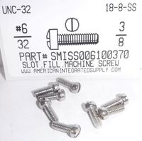 #6-32X3/8 FILLISTER HEAD SLOTTED MACHINE SCREW 18-8 STAINLESS STEEL