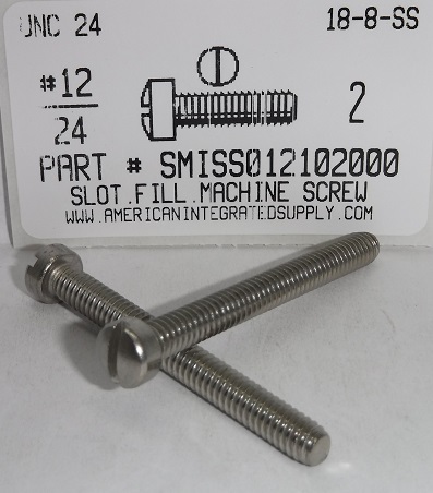 #12-24X2 FILLISTER HEAD SLOTTED MACHINE SCREW 18-8 STAINLESS STEEL (DISCONTINUED)