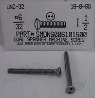 #6-32X1-1/2 OVAL HEAD SPANNER DRIVE MACHINE SCREW 18-8 STAINLESS STEEL