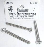 #10-24X2 OVAL HEAD PHILLIPS MACHINE SCREW 18-8 STAINLESS STEEL
