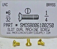 #6-32X1/4 OVAL HEAD SLOTTED MACHINE SCREW BRASS
