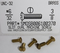 #6-32X3/8 OVAL HEAD SLOTTED MACHINE SCREW BRASS
