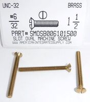 #6-32X1-1/2 OVAL HEAD SLOTTED MACHINE SCREW BRASS